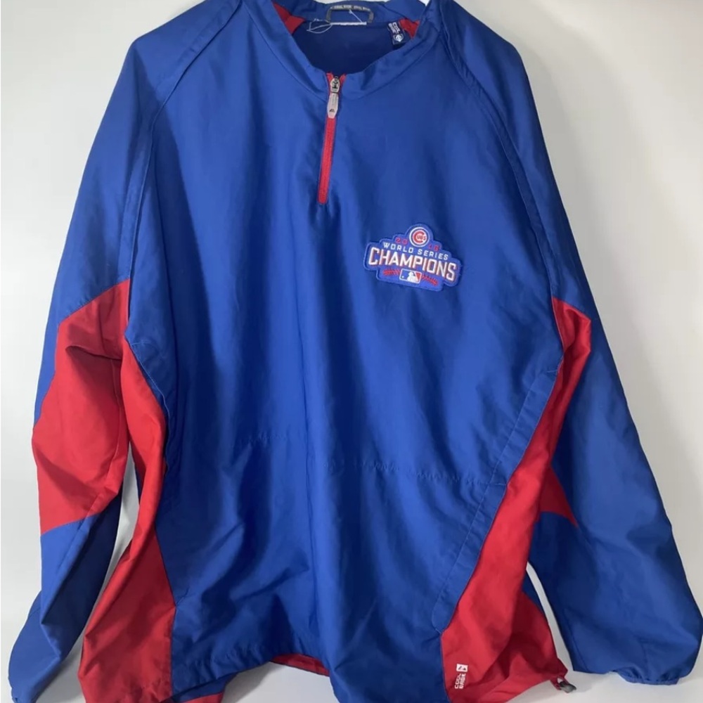Majestic 2016 Cubs  MLB Champs 3/4 Zip Convertible sleeves Size 2XL Baseball